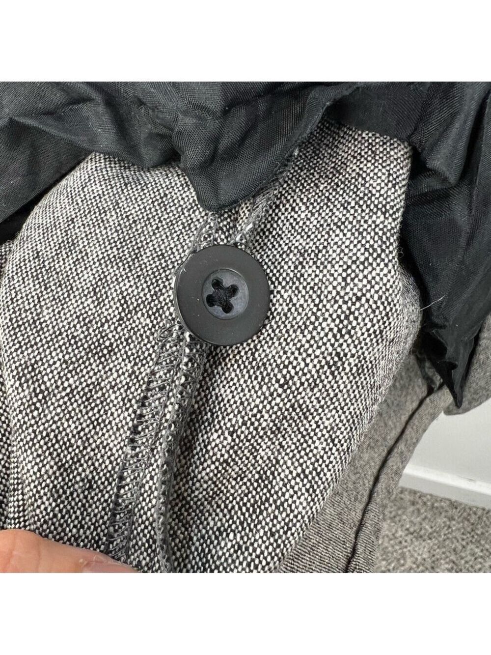 Vintage 90s minimalist wool blend black white straight tweed maxi skirt 6 - Picture 9 of 17